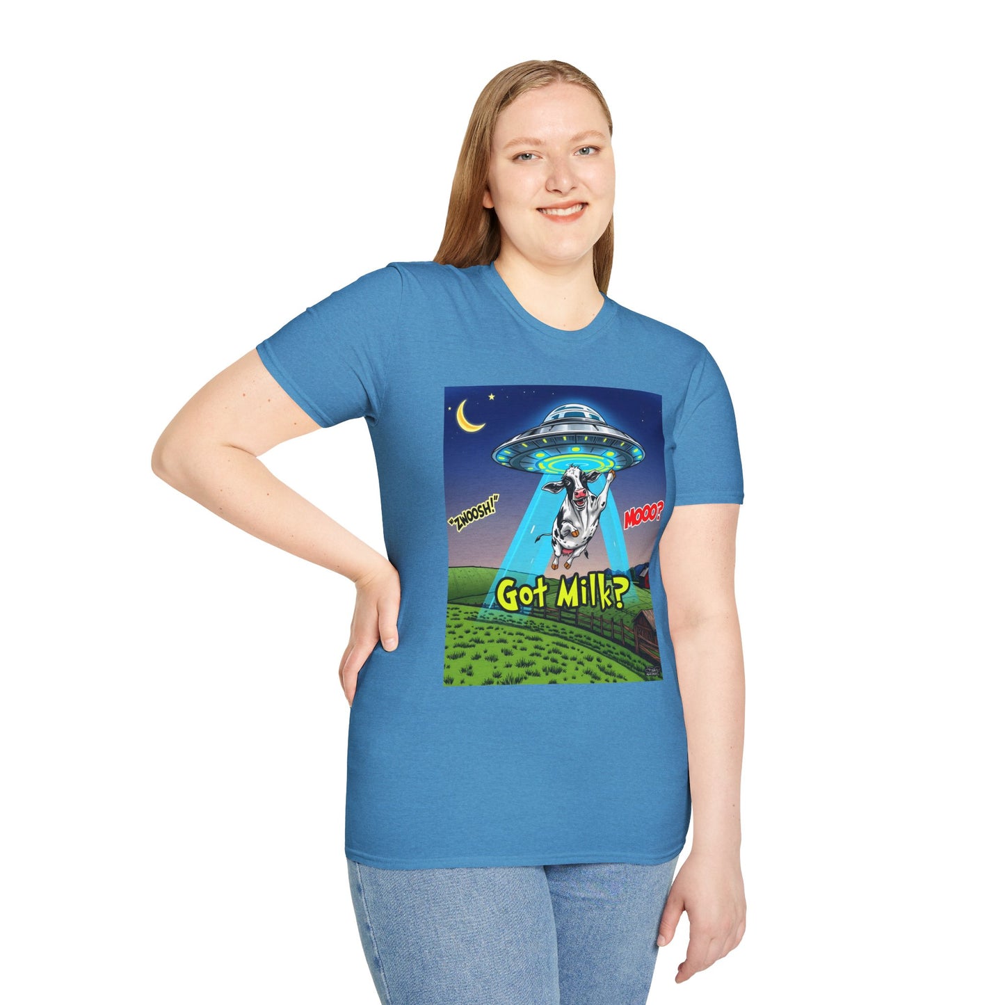 Got Milk? Funny Unisex Softstyle T-Shirt, Humorous Tee, Perfect for Cow Lovers, Milking Day, Farm-themed Gifts, Quirky Apparel, graphic