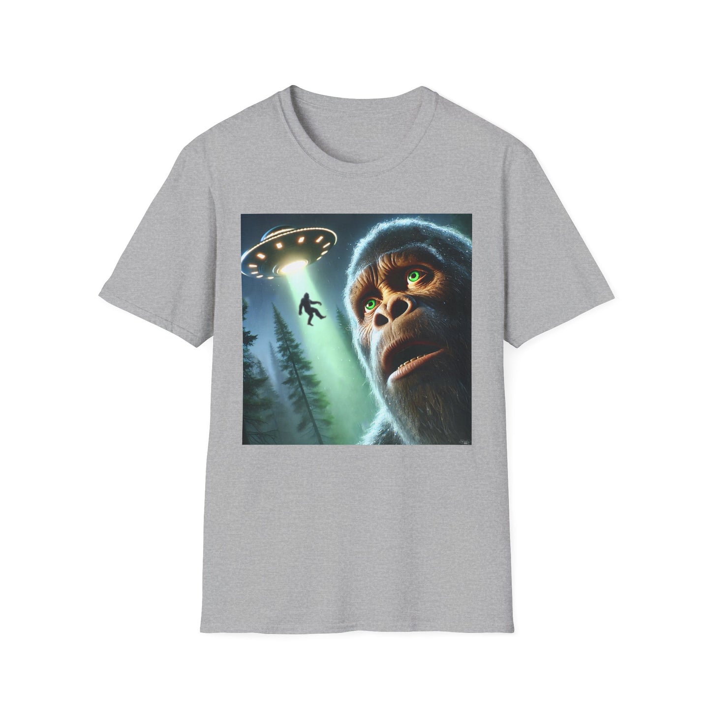 Bigfoot UFO Unisex T-Shirt, Funny Graphic Tee, Gift for Alien Lovers, Unique Summer Shirt, Casual Everyday Wear, t-shirt, tshirts, party