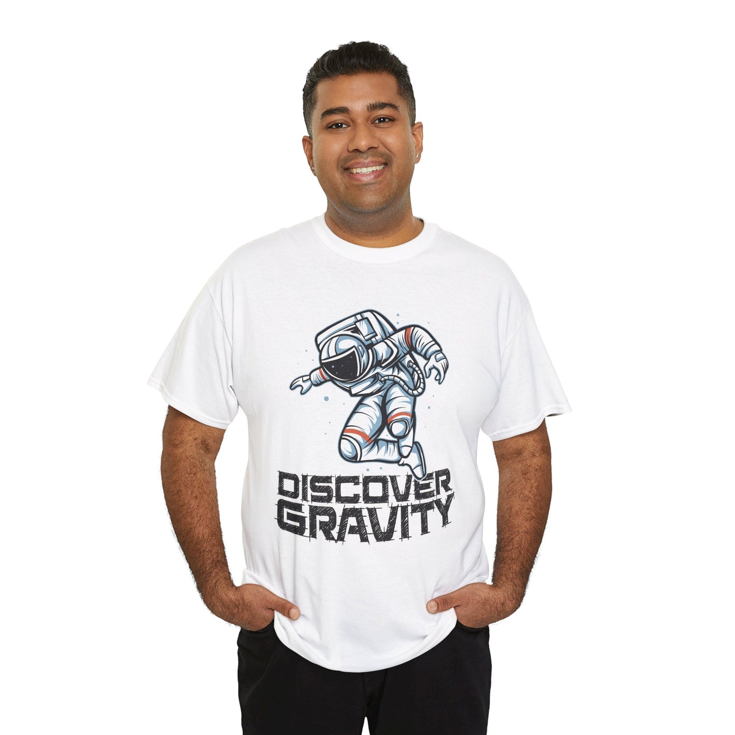 Discover Gravity. Unisex Heavy Cotton Tee - Fun Astronaut, Astronomy Graphic Tee - Unisex graphic design, png Express Delivery available