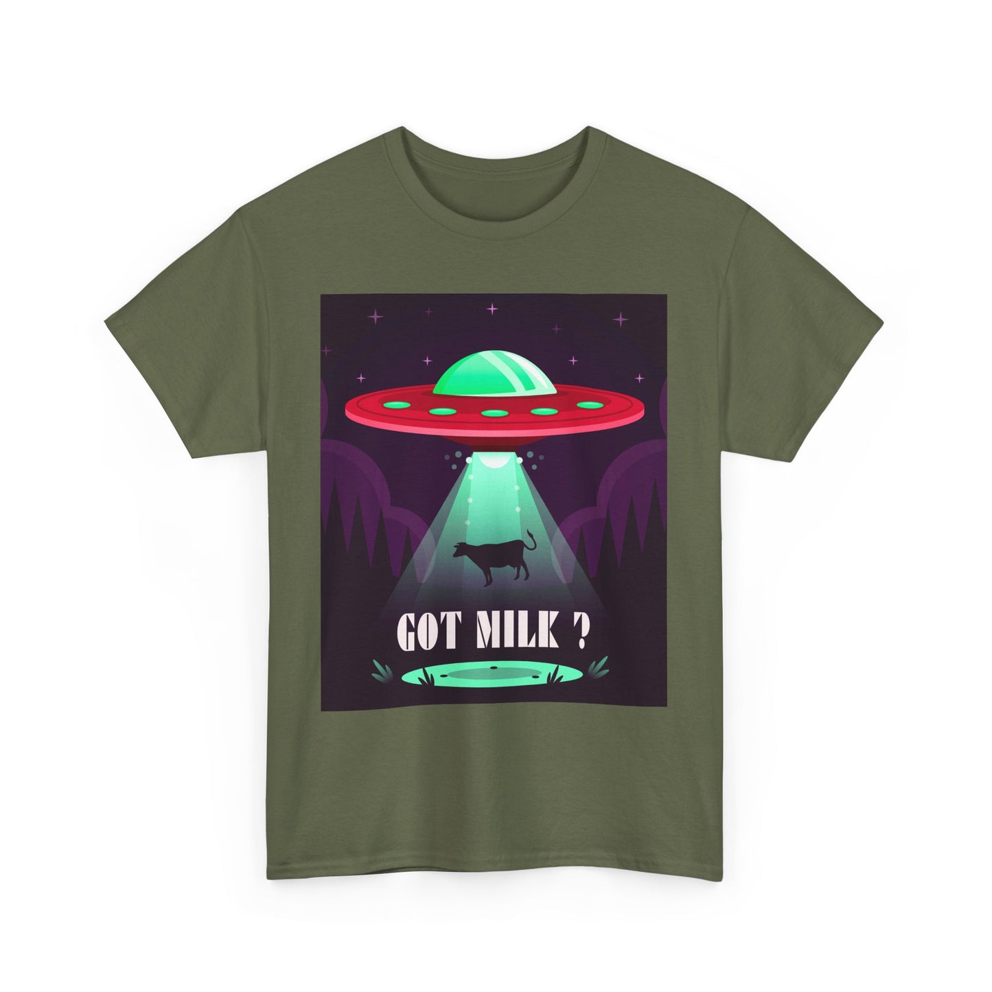 Got Milk? Unisex Heavy Cotton Tee, UFO abduction, comedy, funny, t-shirt, t-shirt, graphic design, tee, png
