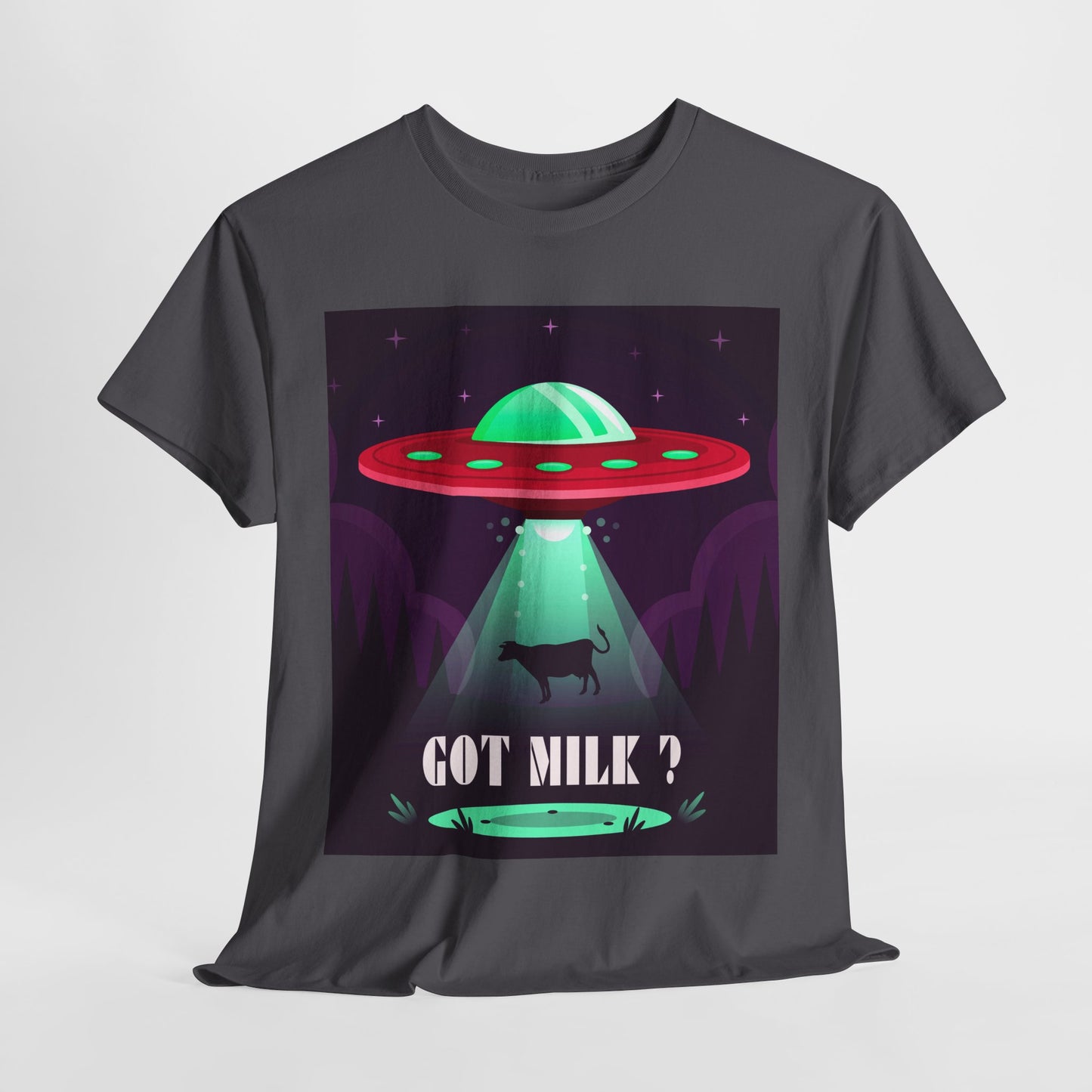Got Milk? Unisex Heavy Cotton Tee, UFO abduction, comedy, funny, t-shirt, t-shirt, graphic design, tee, png
