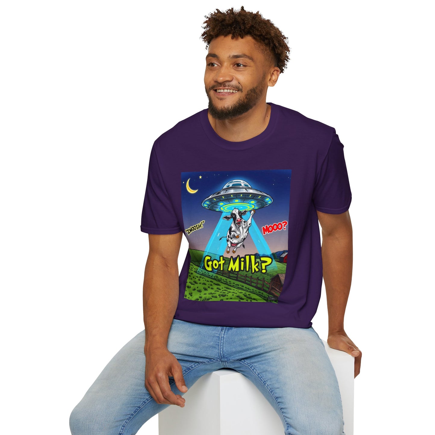 Got Milk? Funny Unisex Softstyle T-Shirt, Humorous Tee, Perfect for Cow Lovers, Milking Day, Farm-themed Gifts, Quirky Apparel, graphic