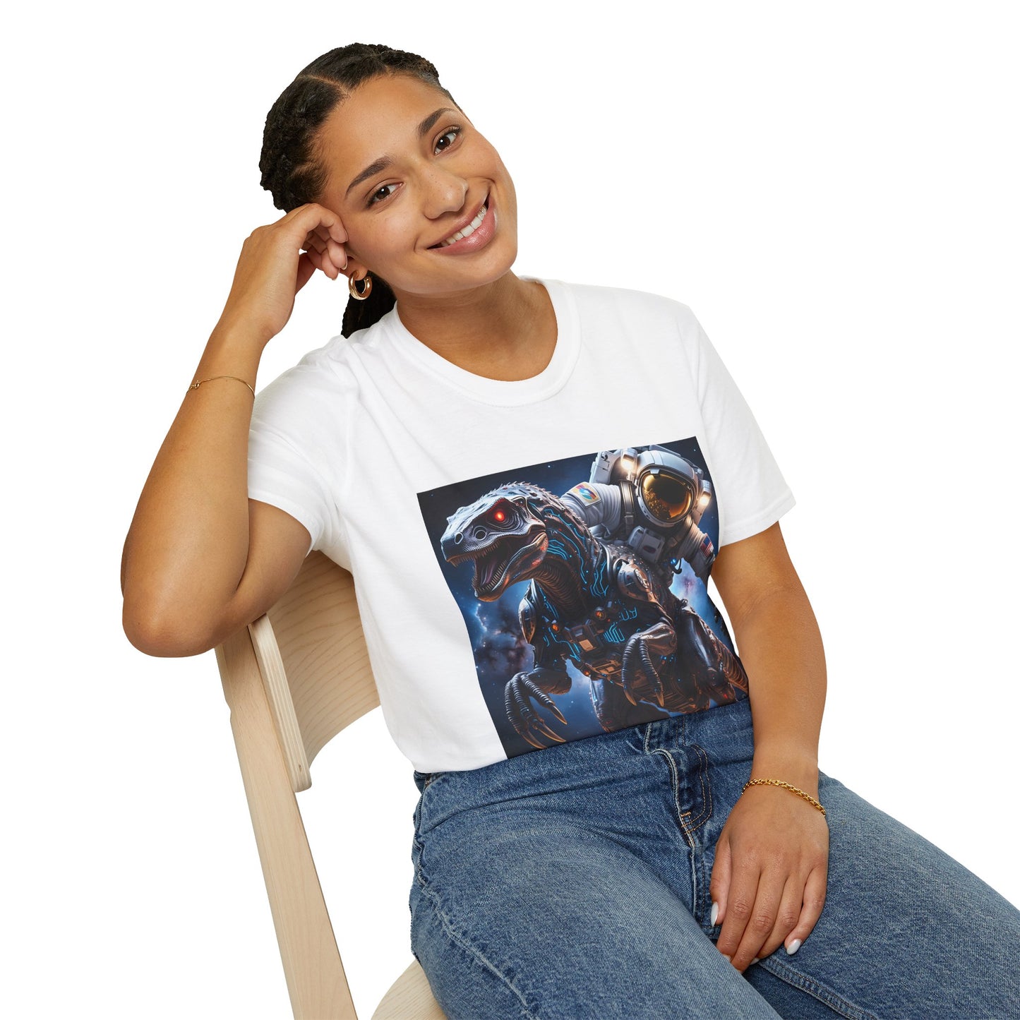 Space Dinosaur Unisex Softstyle T-Shirt, Fun Gift for Kids, Science Fiction Tee, Unique Graphic Shirt, Cool Outfit for Parties, t-shirt, tshirt, png