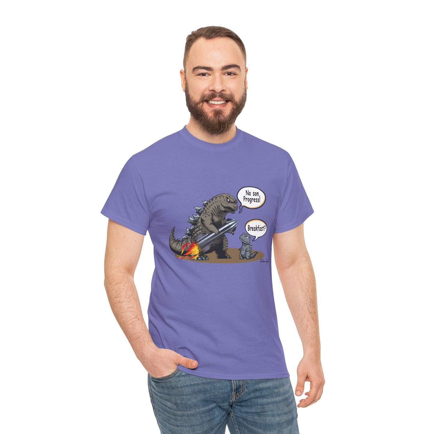 Godzilla, Son and SpaceX, Unisex Heavy Cotton Tee, print design, t-shirt, t-shirts, t-shirts, png, funny, cartoons, tee