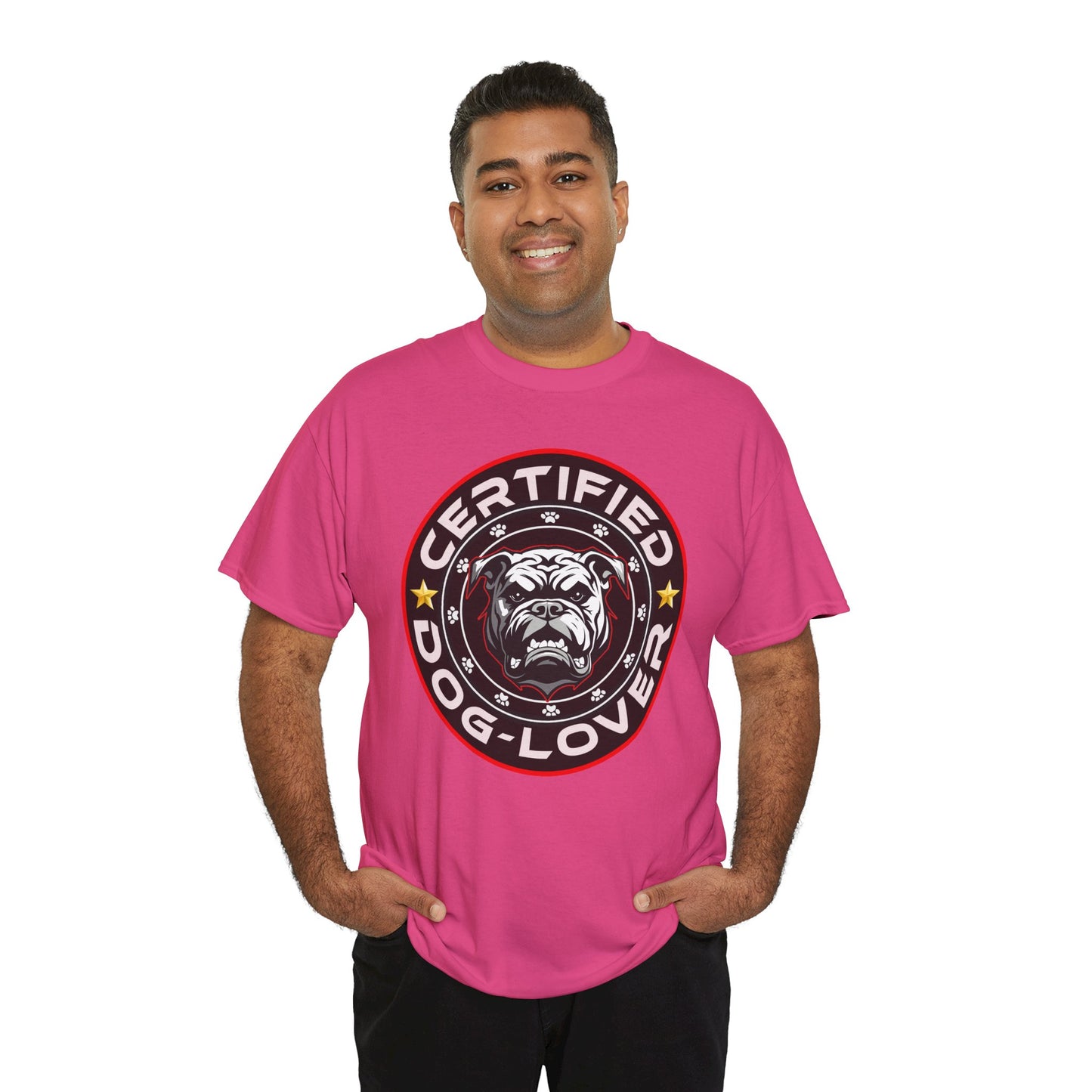 Certified Dog Lover Unisex Tee - Bulldog Print Design, GraphicTees, t-shirt, tshirt, png