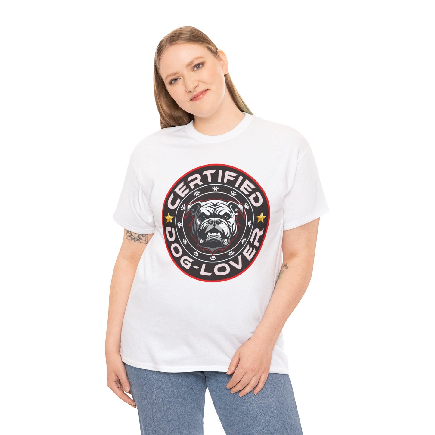 Certified Dog Lover Unisex Tee - Bulldog Print Design, GraphicTees, t-shirt, tshirt, png