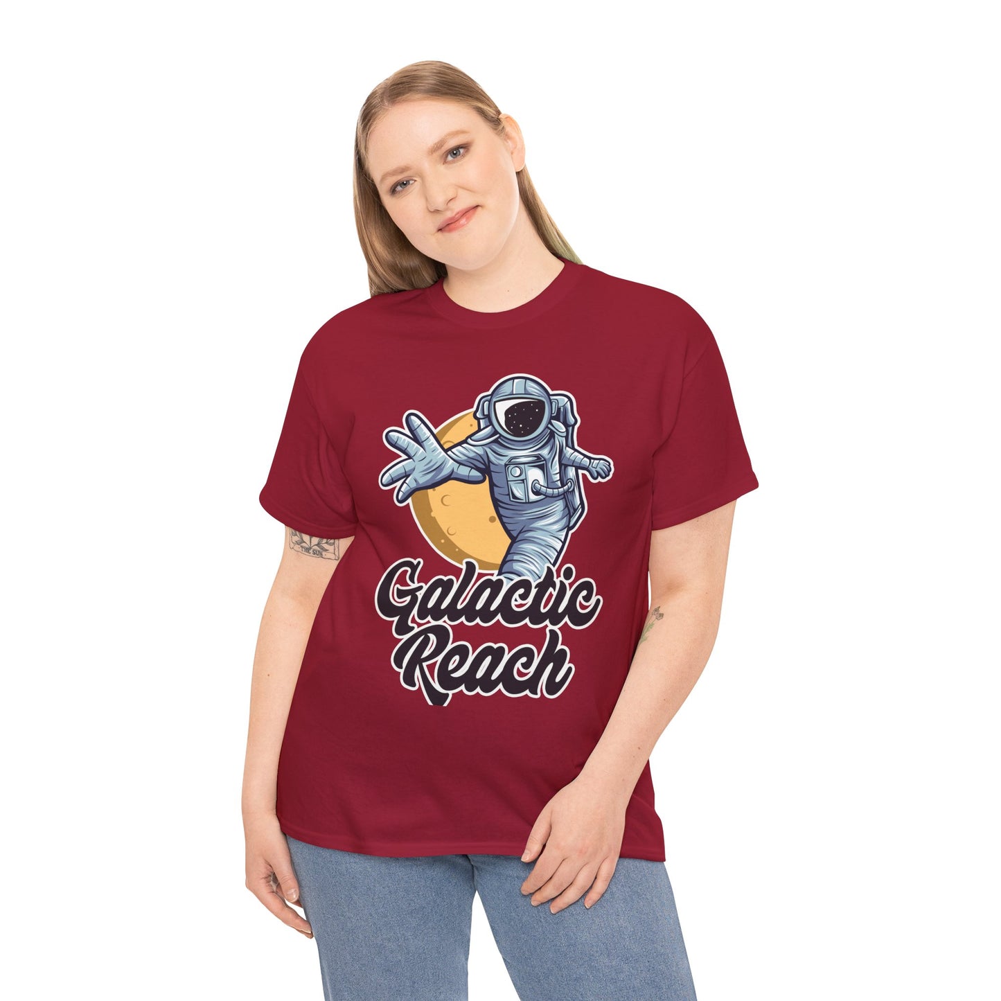 Galactic Reach, Astronaut, Unisex Heavy Cotton Tee, Express Delivery available, graphic design, png