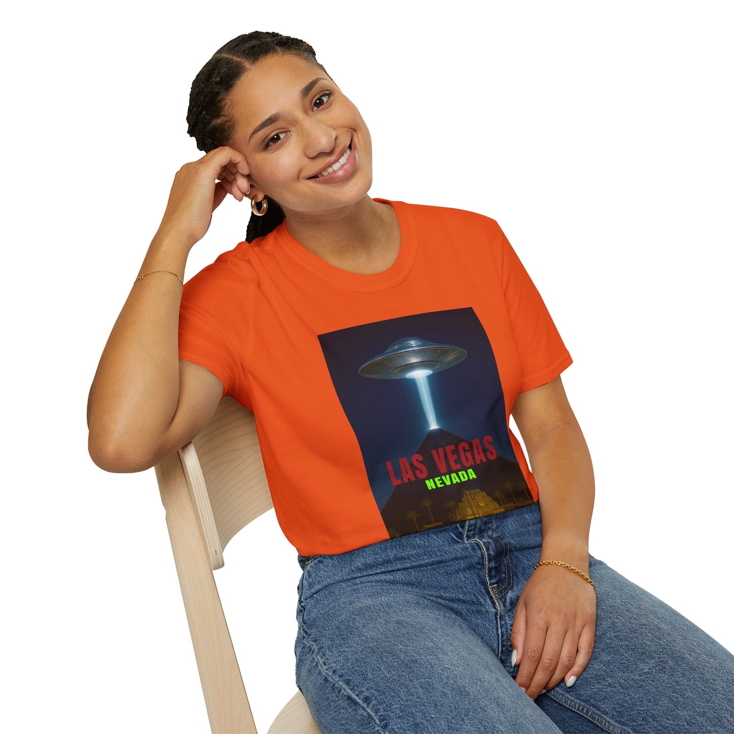 Luxor UFO, Las Vegas UFO Unisex Softstyle T-Shirt - Retro Nevada Design, graphic design, t-shirts, tshirts, tees, GraphicTees, png