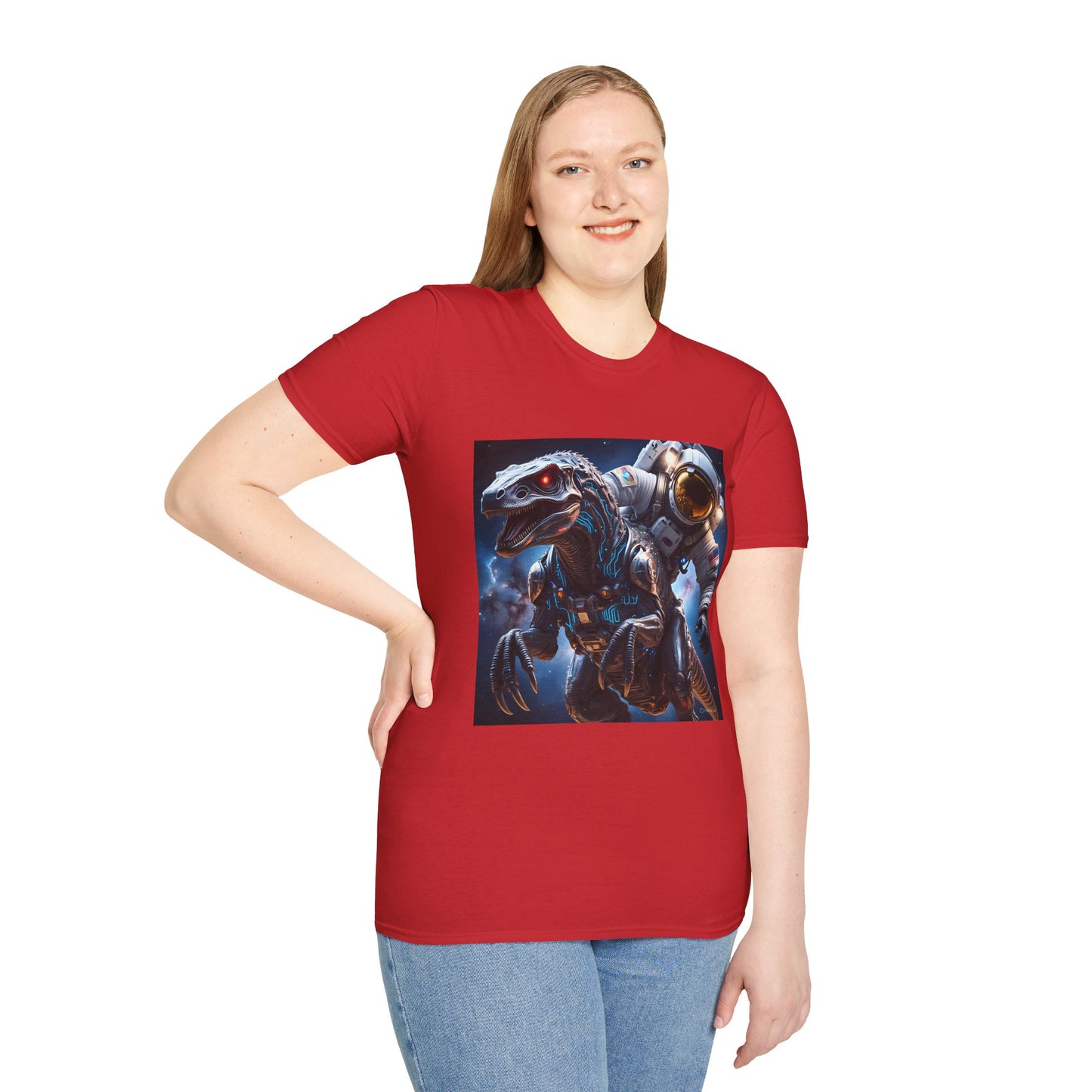 Space Dinosaur Unisex Softstyle T-Shirt, Fun Gift for Kids, Science Fiction Tee, Unique Graphic Shirt, Cool Outfit for Parties, t-shirt, tshirt, png