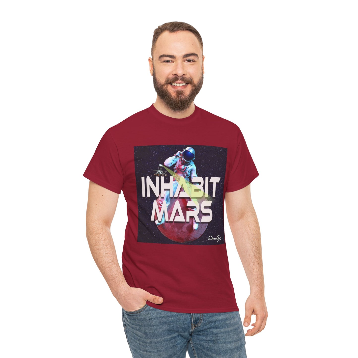 Inhabit Mars, Unisex Heavy Cotton Tee, Space, SpaceX, Universe, UFO, multiverse, graphic design, png, graphic design, t-shirts, tee