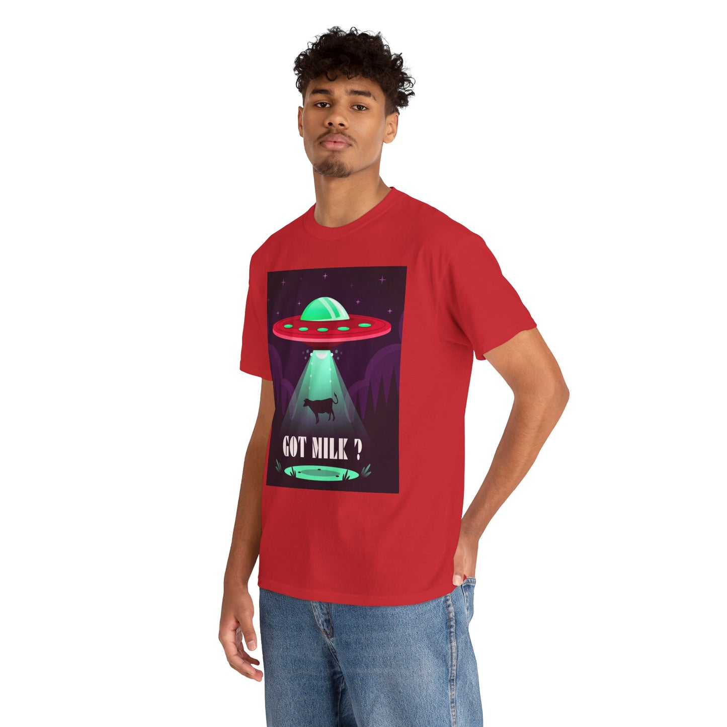 Got Milk? Unisex Heavy Cotton Tee, UFO abduction, comedy, funny, t-shirt, t-shirt, graphic design, tee, png