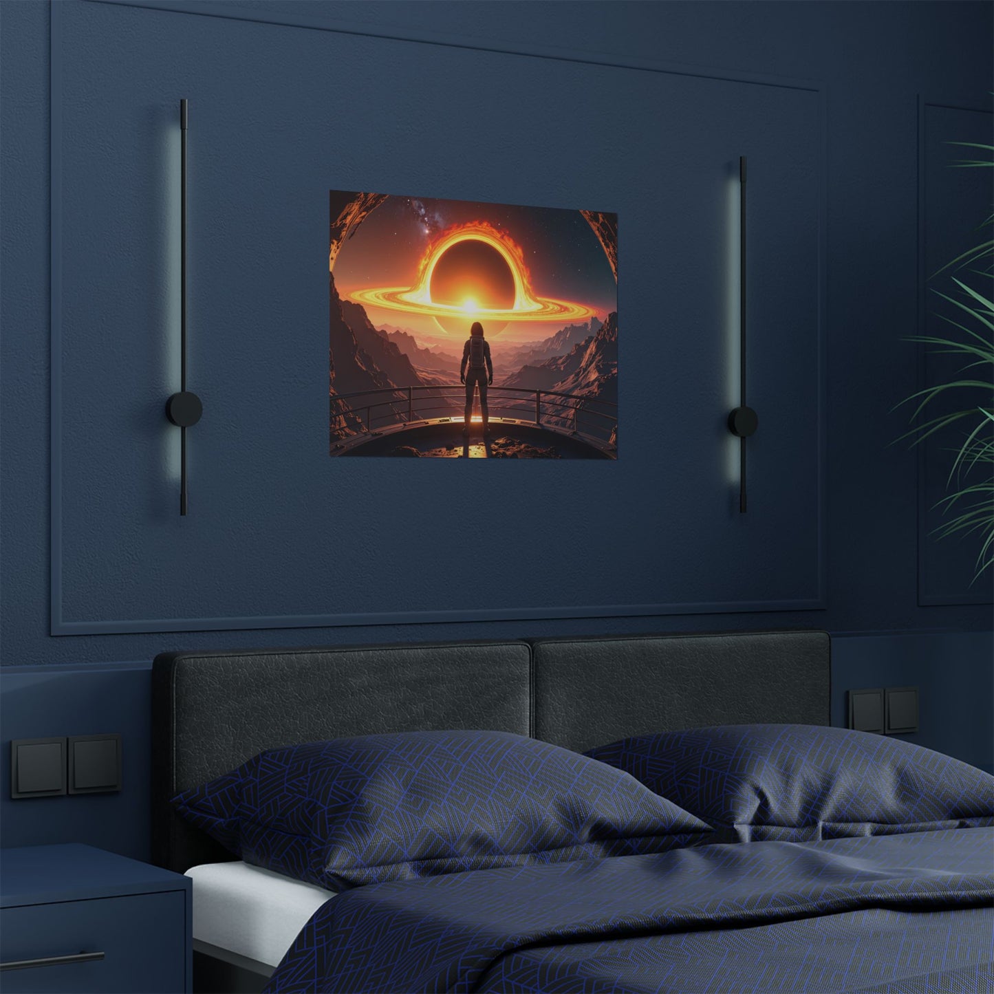 Astronaut watching Blackhole, Space-Themed Satin Posters, Cosmic Decor for Astronaut Enthusiasts, Unique Wall Art, Gift for Science Lovers, Home Office Decoration, t-shirts, tshirts, tees