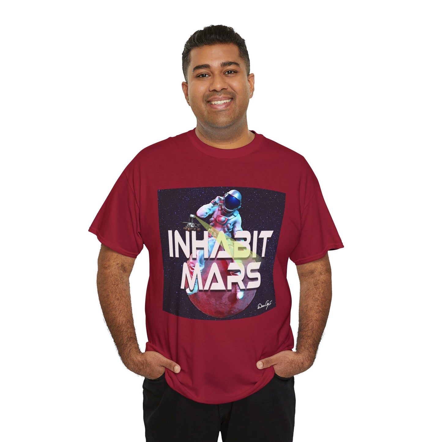 Inhabit Mars, Unisex Heavy Cotton Tee, Space, SpaceX, Universe, UFO, multiverse, graphic design, png, graphic design, t-shirts, tee