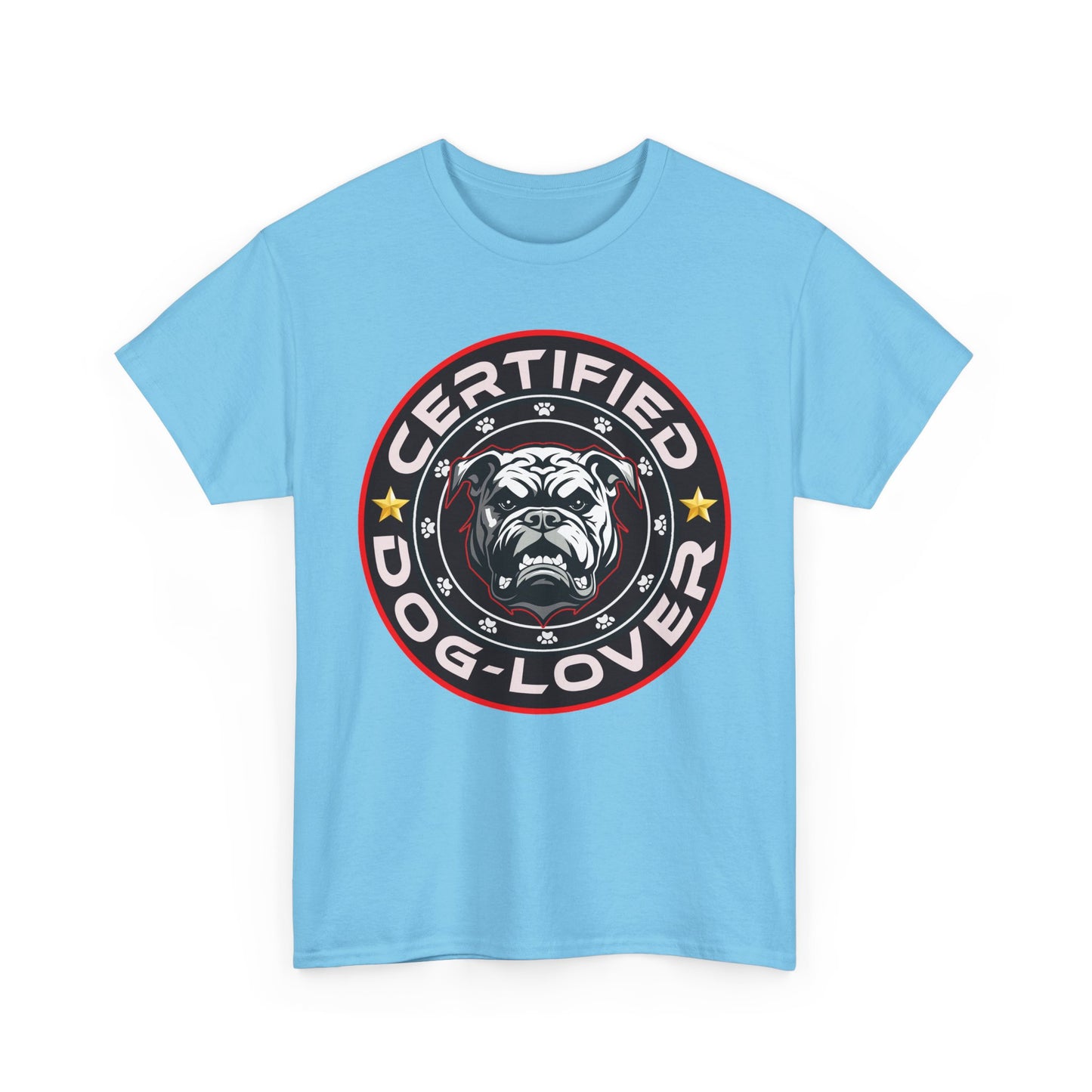 Certified Dog Lover Unisex Tee - Bulldog Print Design, GraphicTees, t-shirt, tshirt, png