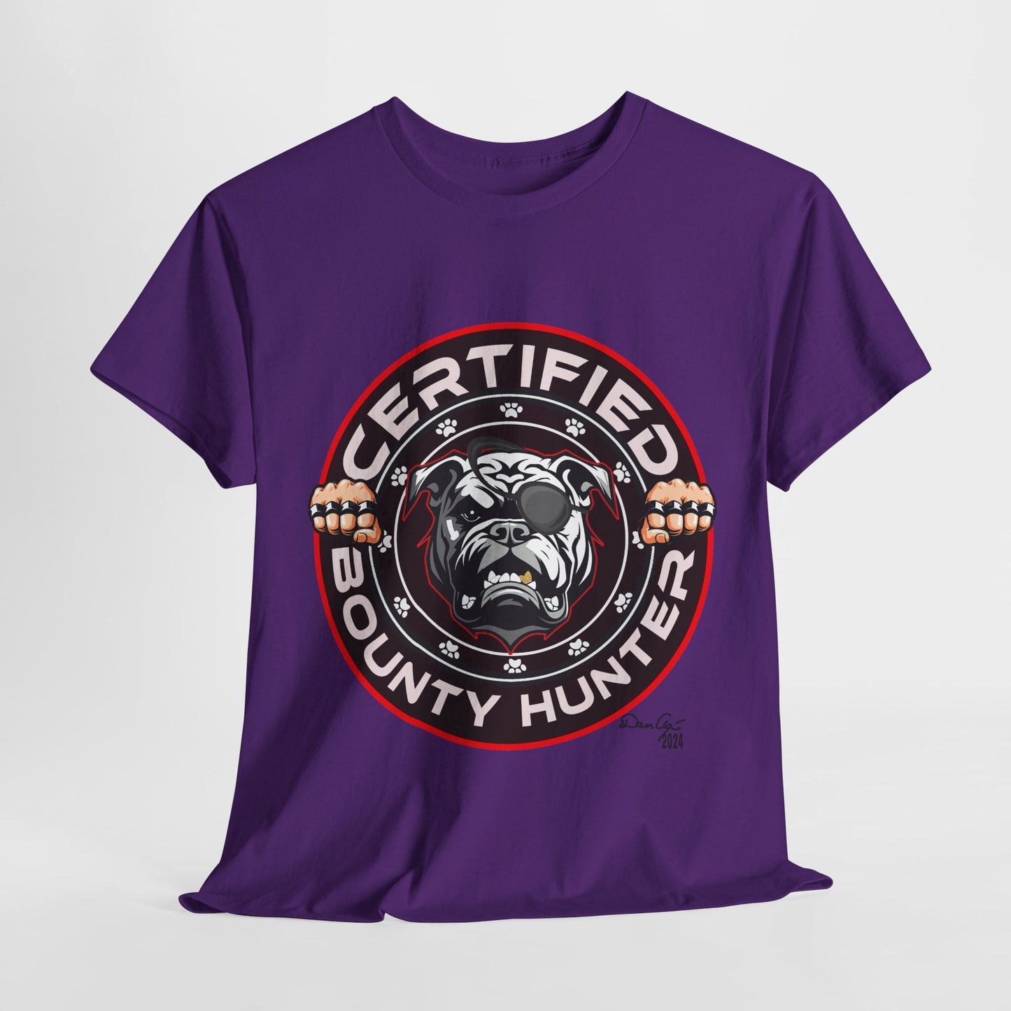 Certified Bounty Hunter, Unisex Heavy Cotton Tee, comedy, bulldog, print design, png, GraphicTees