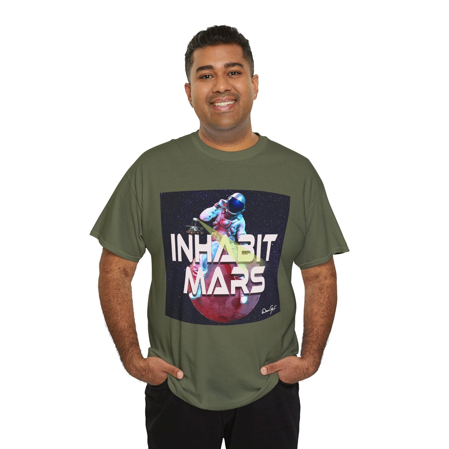 Inhabit Mars, Unisex Heavy Cotton Tee, Space, SpaceX, Universe, UFO, multiverse, graphic design, png, graphic design, t-shirts, tee