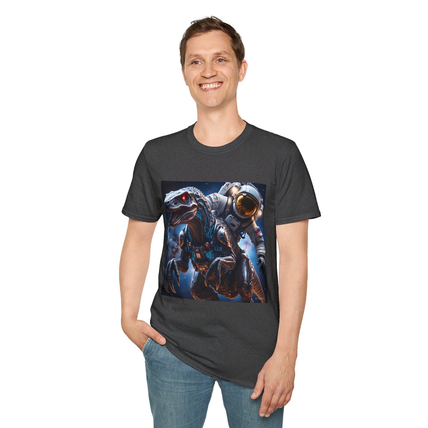 Space Dinosaur Unisex Softstyle T-Shirt, Fun Gift for Kids, Science Fiction Tee, Unique Graphic Shirt, Cool Outfit for Parties, t-shirt, tshirt, png