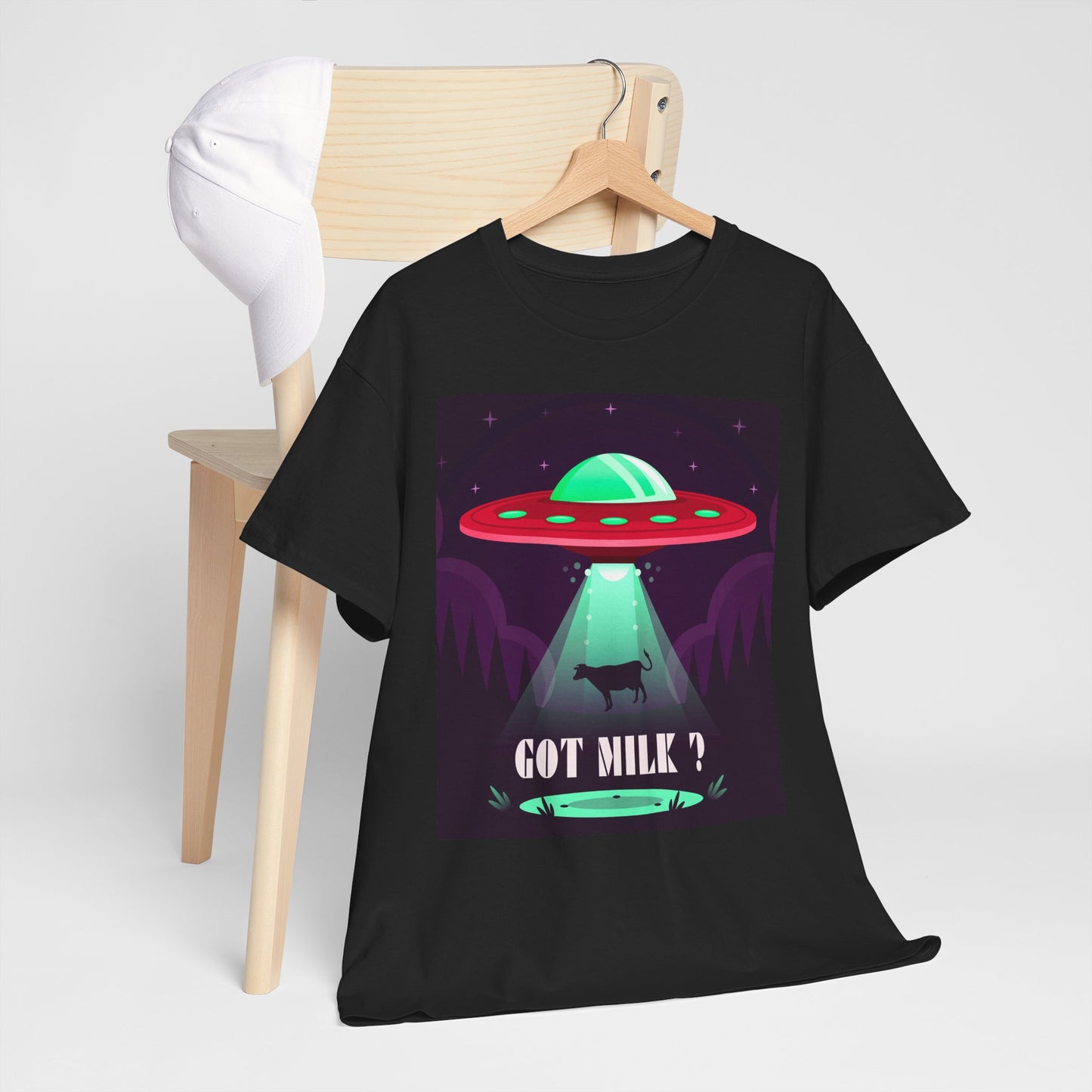 Got Milk? Unisex Heavy Cotton Tee, UFO abduction, comedy, funny, t-shirt, t-shirt, graphic design, tee, png