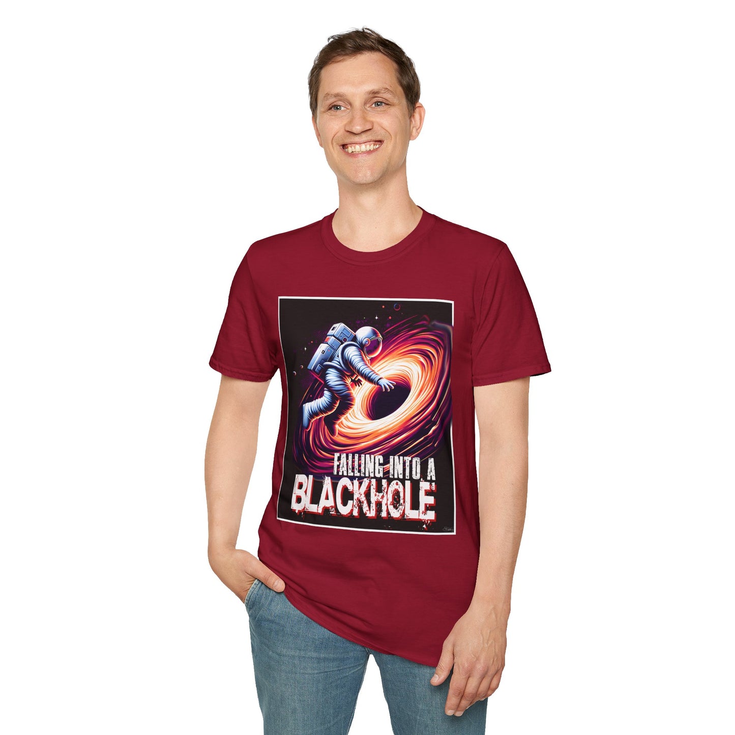 Falling Into a Blackhole Unisex Softstyle, T-Shirt, Space Lover Gift, Sci-Fi Tee, Astronomy Shirt, Creative Graphic T-Shirt, Gift Astronaut
