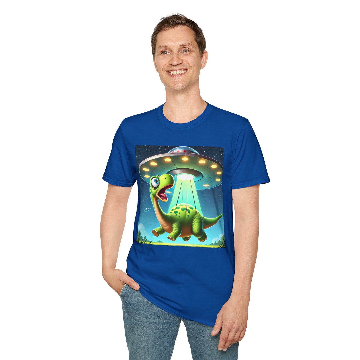Cute Alien Dinosaur Unisex T-Shirt, Fun Graphic Tee, Kids & Adults, Space Theme, Playful Gift Idea, Birthday, Casual Wear