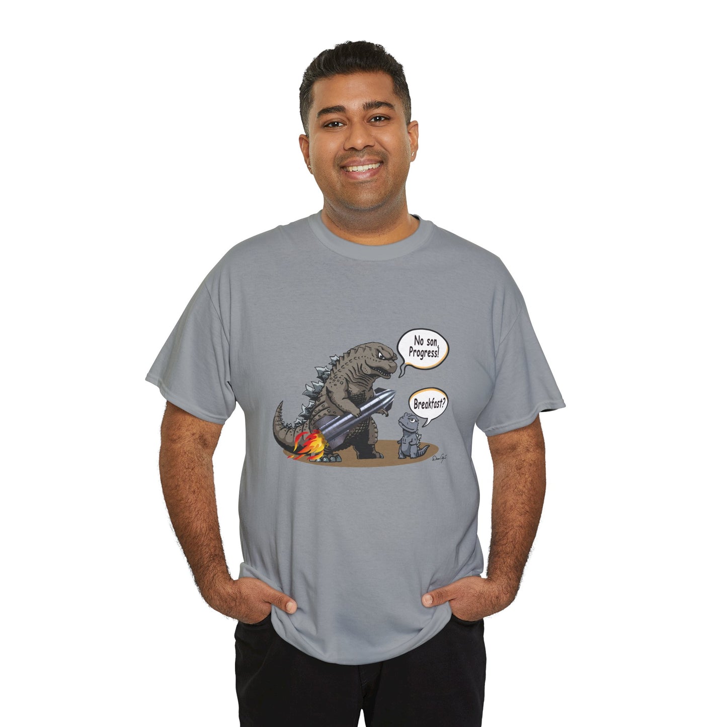 Godzilla, Son and SpaceX, Unisex Heavy Cotton Tee, print design, t-shirt, t-shirts, t-shirts, png, funny, cartoons, tee
