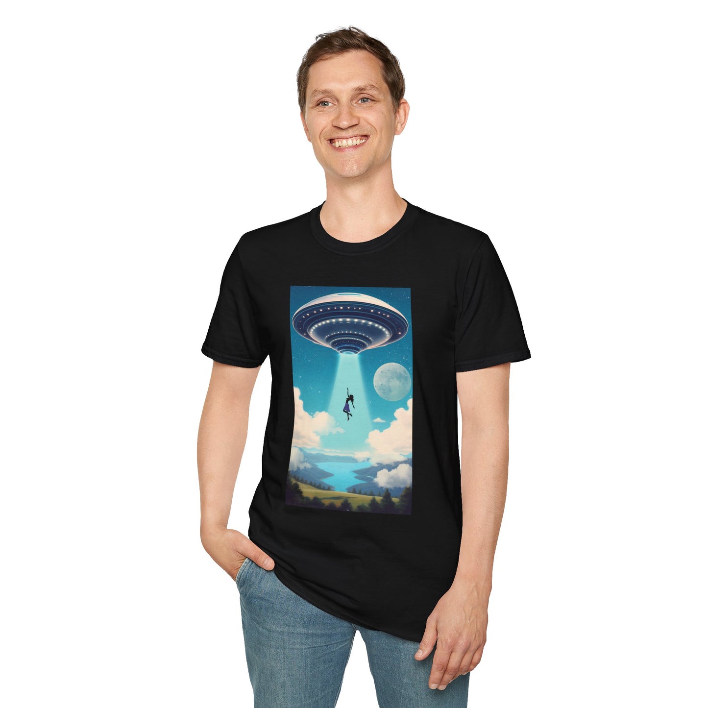 Cosmic Abduction Unisex T-Shirt | Space Alien Tee, UFO Graphic Shirt, Sci-Fi Fan Gift, Casual Style, Cool Vintage Look