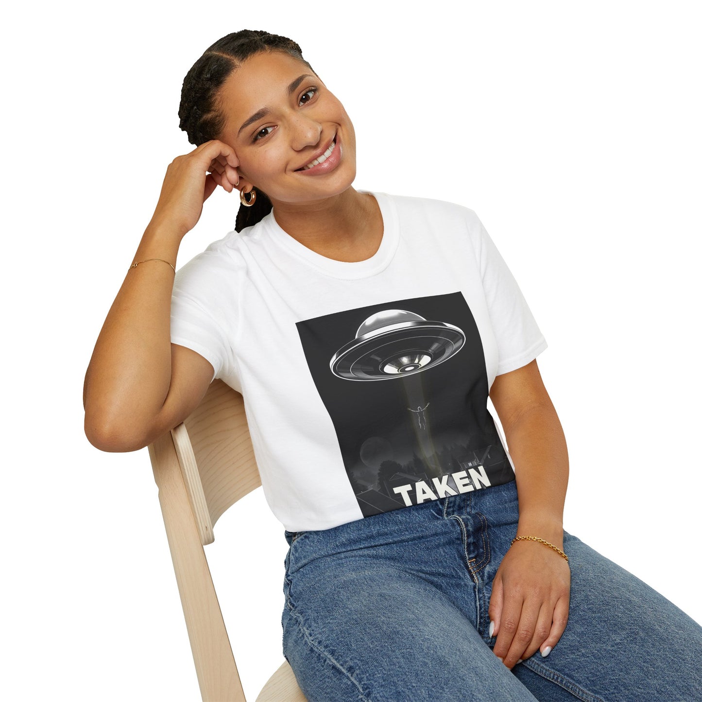 Taken 3, Alien Theme Unisex Softstyle T-Shirt, Fun Graphic Tee for UFO Lovers, Great for Casual Wear, Gifts for Sci-Fi Fans, Cool Shirt
