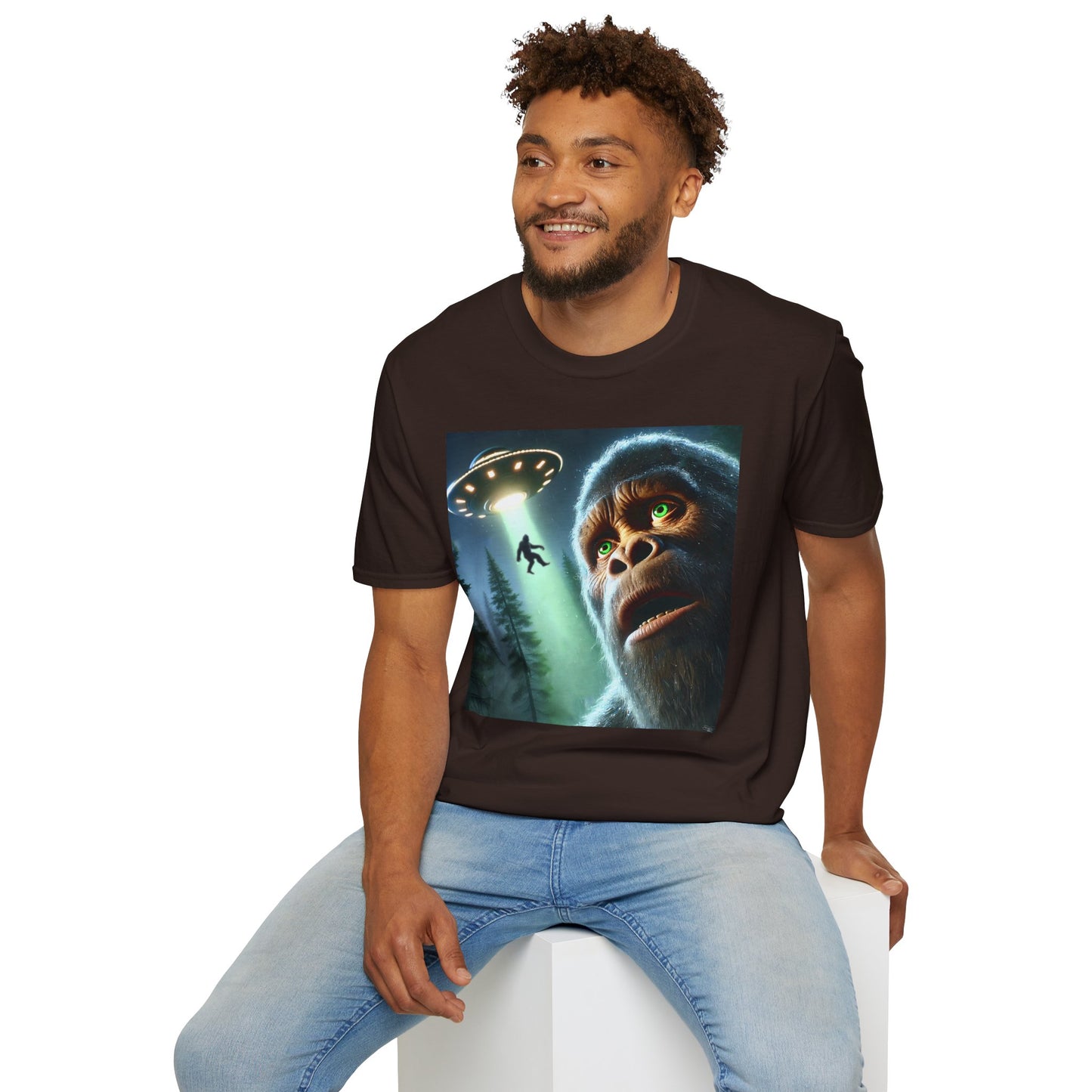 Bigfoot UFO Unisex T-Shirt, Funny Graphic Tee, Gift for Alien Lovers, Unique Summer Shirt, Casual Everyday Wear, t-shirt, tshirts, party