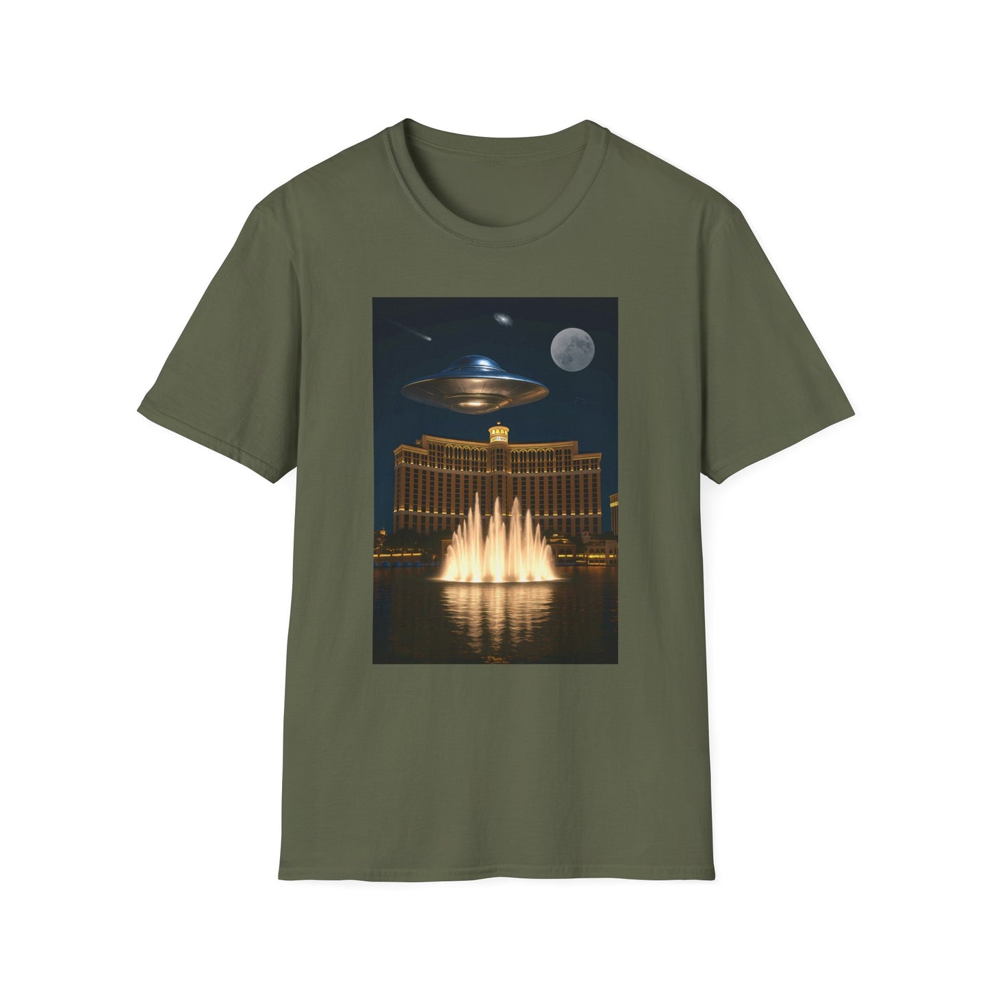 Cosmic Vibes Unisex T-Shirt - UFO & Moon Design, Relaxed Fit Tee for Space Lovers, Gift for Sci-Fi Fans, Casual Wear, Everyday Essentials, t-shirt, tshirt, png