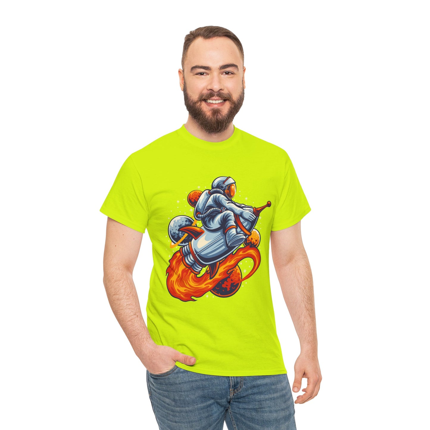 Retro Space Explorer Unisex Heavy Cotton Tee, graphic designed, tees, t-shirt, t-shirts, png