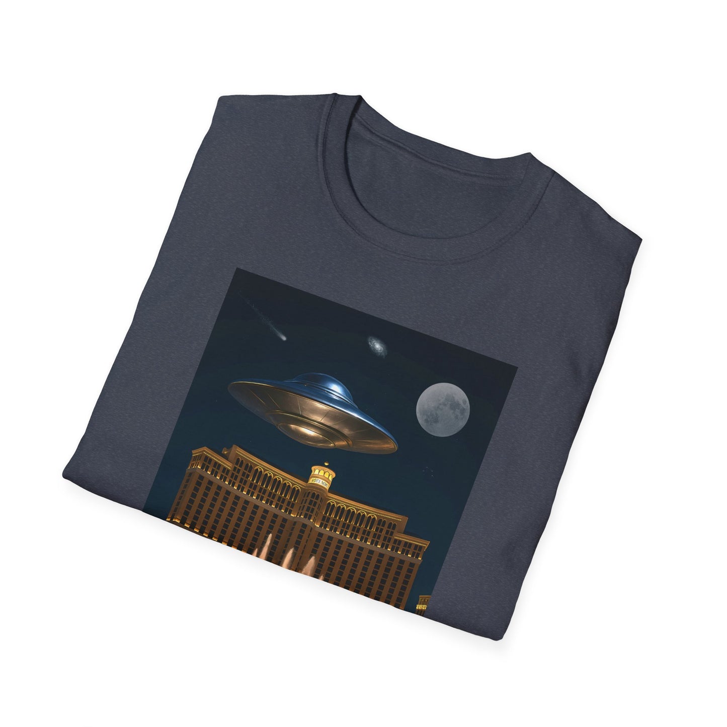 Cosmic Vibes Unisex T-Shirt - UFO & Moon Design, Relaxed Fit Tee for Space Lovers, Gift for Sci-Fi Fans, Casual Wear, Everyday Essentials, t-shirt, tshirt, png