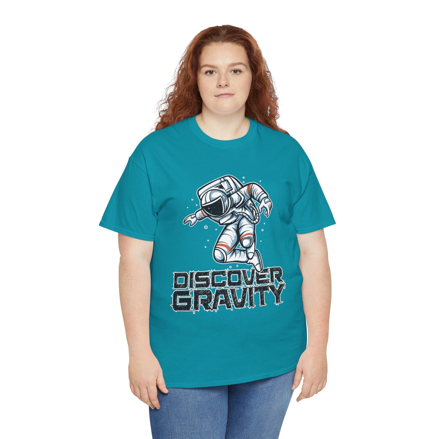 Discover Gravity. Unisex Heavy Cotton Tee - Fun Astronaut, Astronomy Graphic Tee - Unisex graphic design, png Express Delivery available