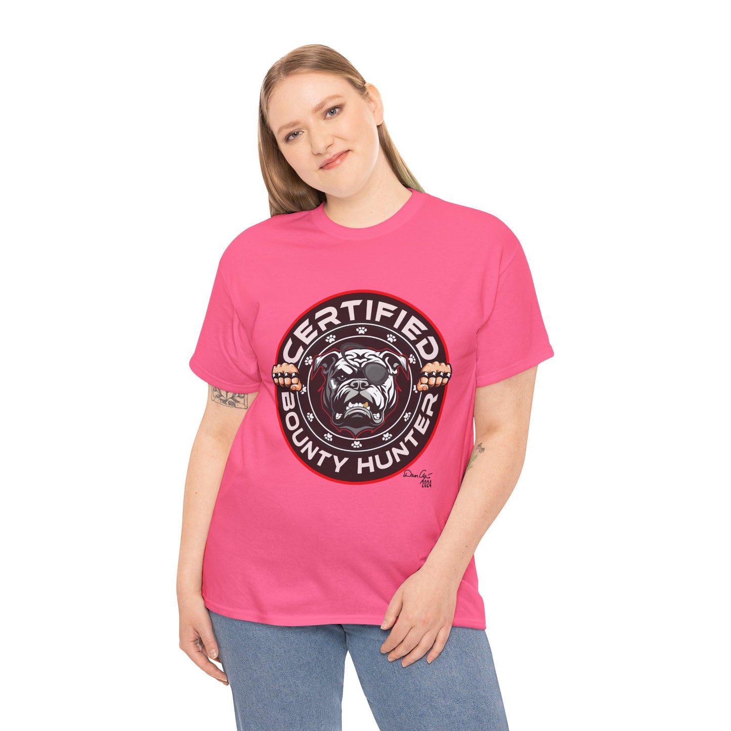 Certified Bounty Hunter, Unisex Heavy Cotton Tee, comedy, bulldog, print design, png, GraphicTees