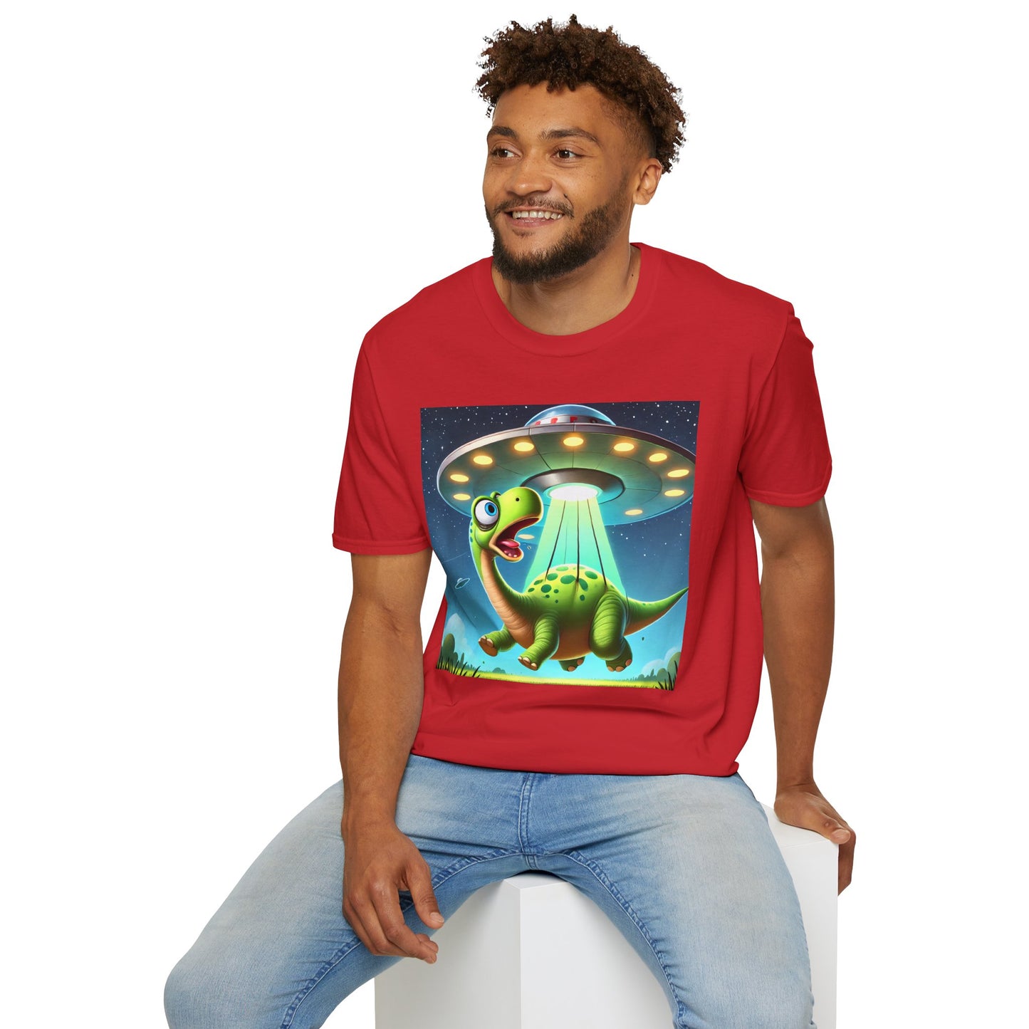 Cute Alien Dinosaur Unisex T-Shirt, Fun Graphic Tee, Kids & Adults, Space Theme, Playful Gift Idea, Birthday, Casual Wear