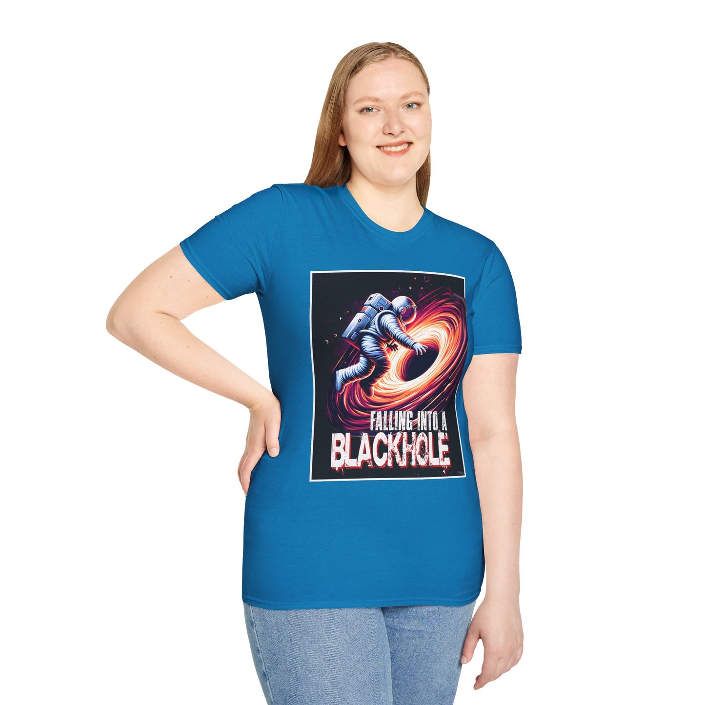 Falling Into a Blackhole Unisex Softstyle, T-Shirt, Space Lover Gift, Sci-Fi Tee, Astronomy Shirt, Creative Graphic T-Shirt, Gift Astronaut
