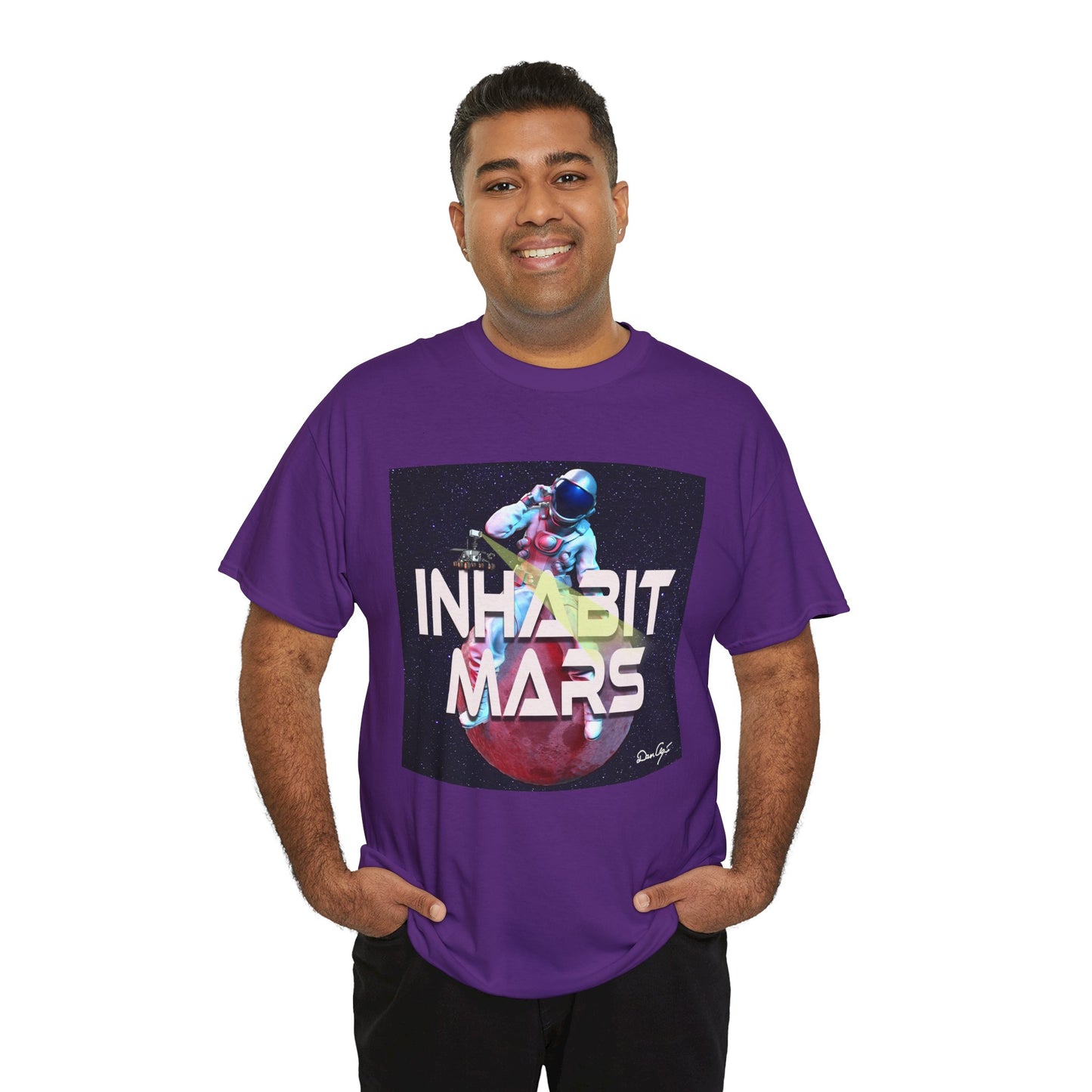 Inhabit Mars, Unisex Heavy Cotton Tee, Space, SpaceX, Universe, UFO, multiverse, graphic design, png, graphic design, t-shirts, tee