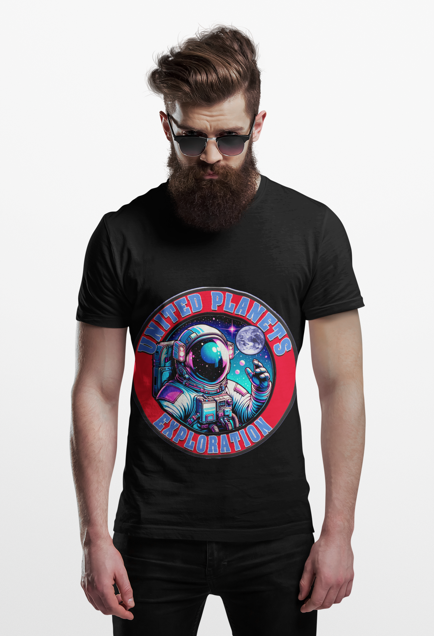 United Planets Exploration Astronaut T-Shirt, Science Themed Tee, Outer Space Shirt for Gift, Birthday, Unisex Softstyle Apparel