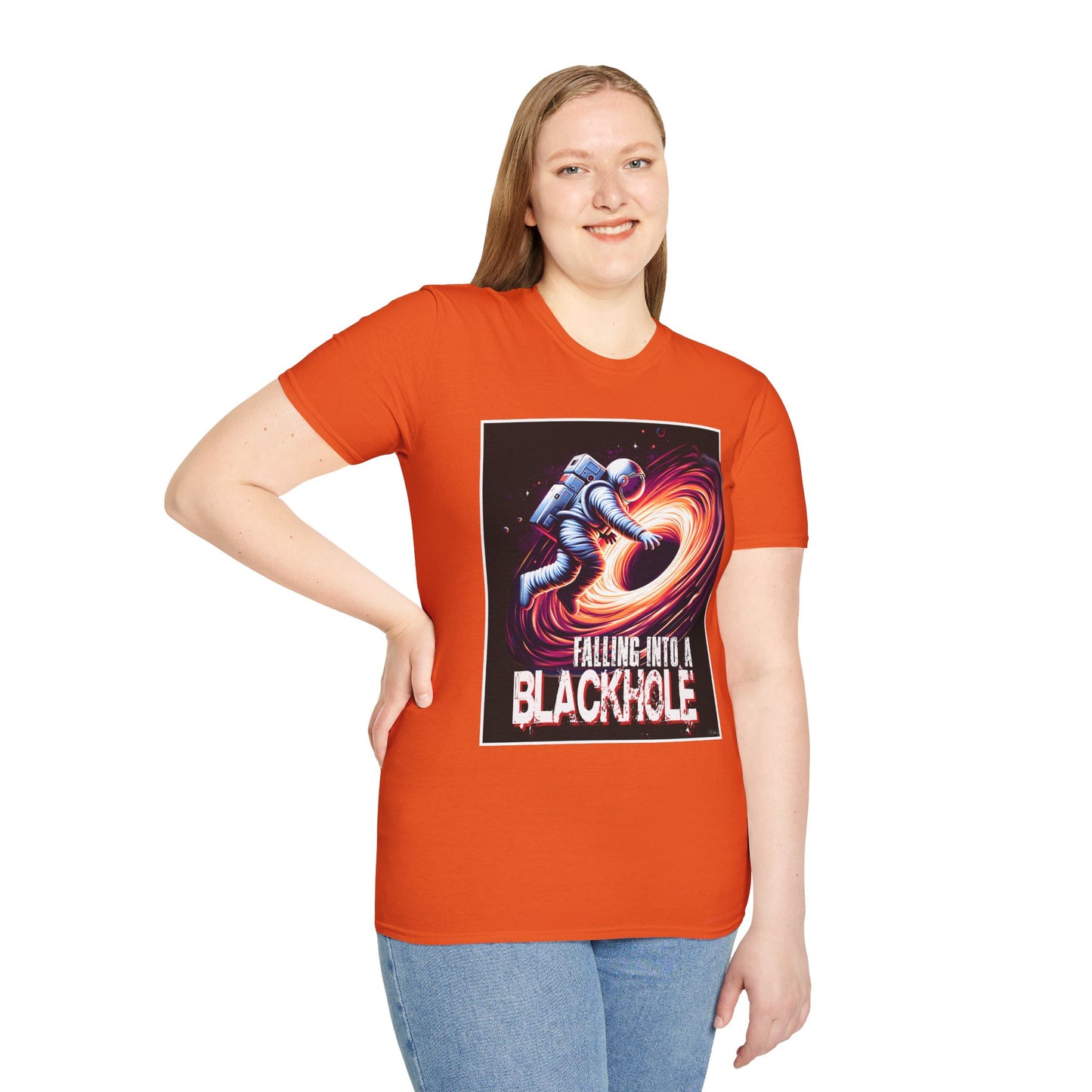 Falling Into a Blackhole Unisex Softstyle, T-Shirt, Space Lover Gift, Sci-Fi Tee, Astronomy Shirt, Creative Graphic T-Shirt, Gift Astronaut
