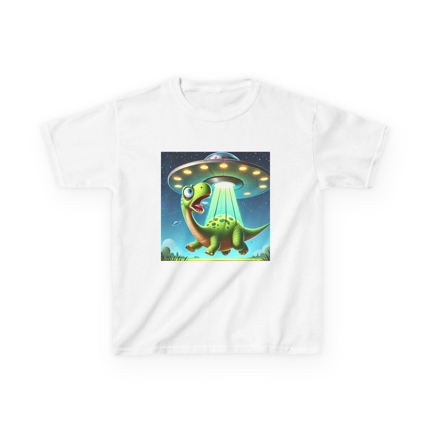 Dinosaur UFO Kids Tee, Fun Graphic Shirt for Boys and Girls, Perfect for Birthdays, Parties, Casual Wear, Gifts, tshirt, t-shirt