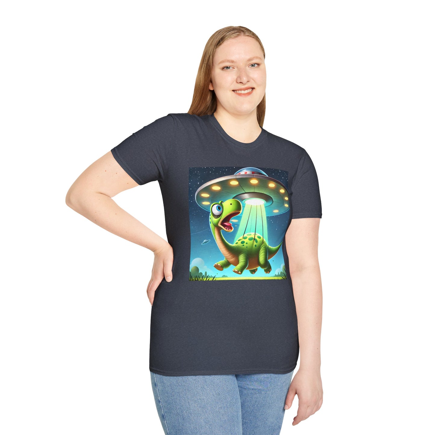 Cute Alien Dinosaur Unisex T-Shirt, Fun Graphic Tee, Kids & Adults, Space Theme, Playful Gift Idea, Birthday, Casual Wear