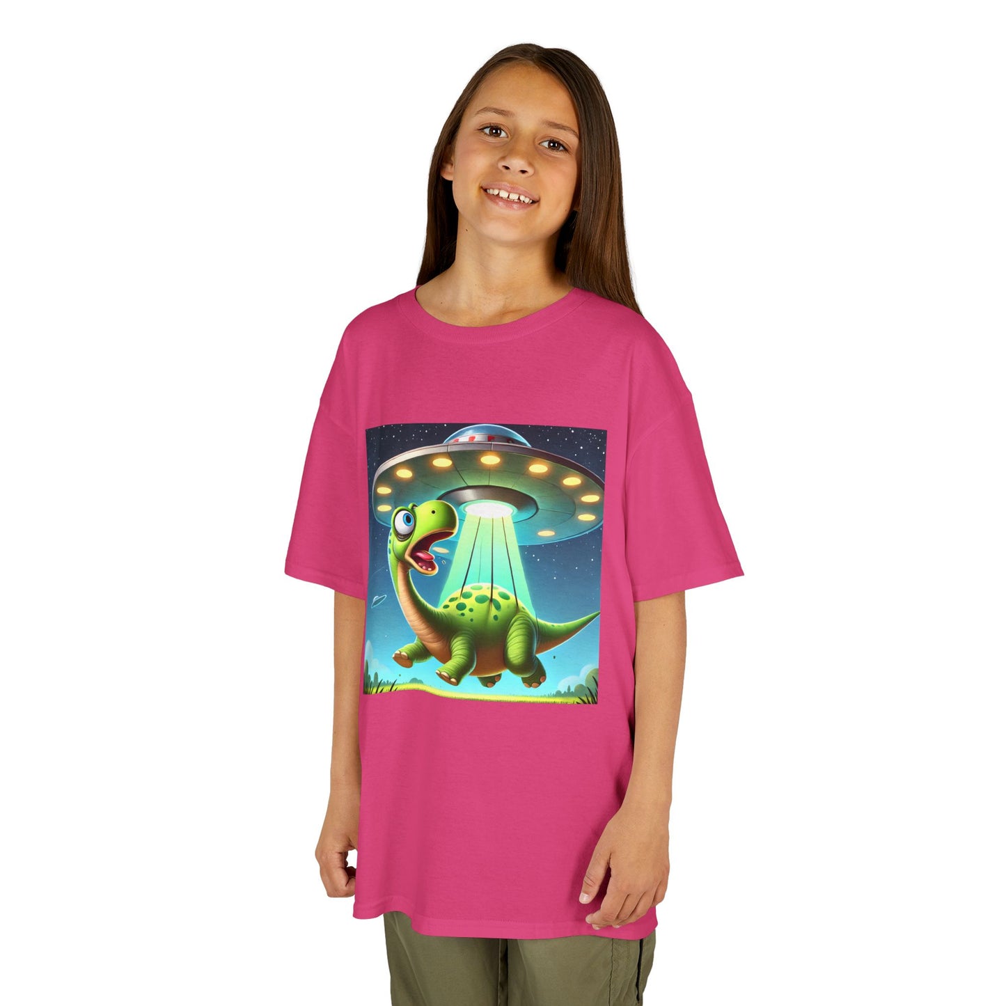 Dinosaur UFO Kids Tee, Fun Graphic Shirt for Boys and Girls, Perfect for Birthdays, Parties, Casual Wear, Gifts, tshirt, t-shirt