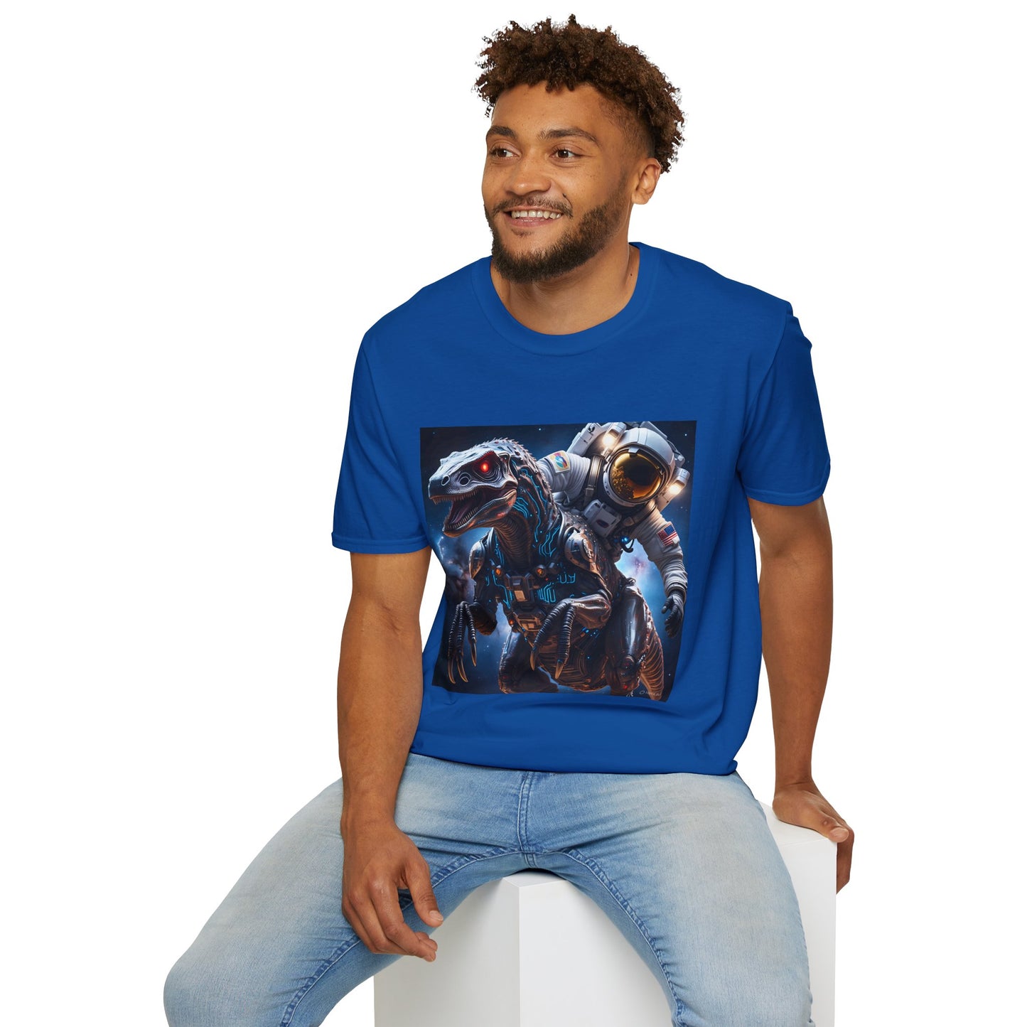 Space Dinosaur Unisex Softstyle T-Shirt, Fun Gift for Kids, Science Fiction Tee, Unique Graphic Shirt, Cool Outfit for Parties, t-shirt, tshirt, png