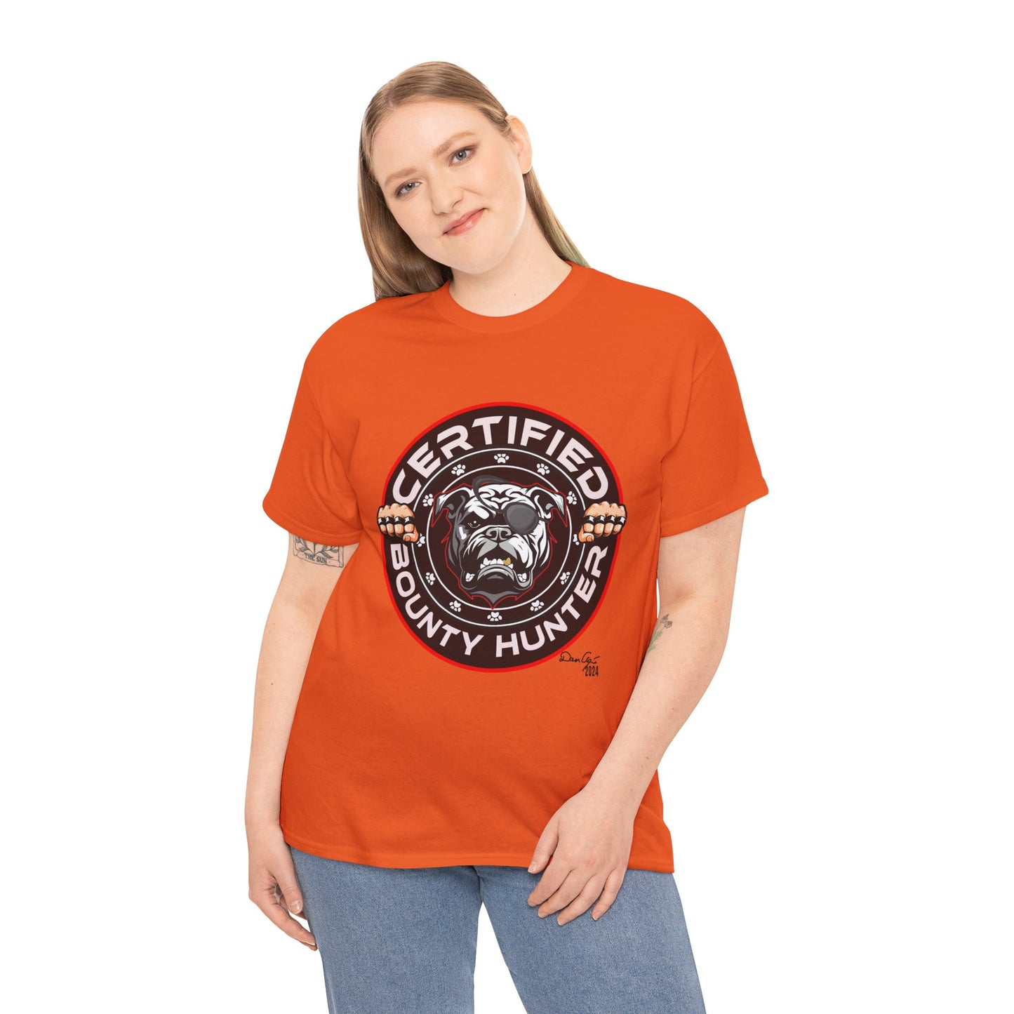 Certified Bounty Hunter, Unisex Heavy Cotton Tee, comedy, bulldog, print design, png, GraphicTees