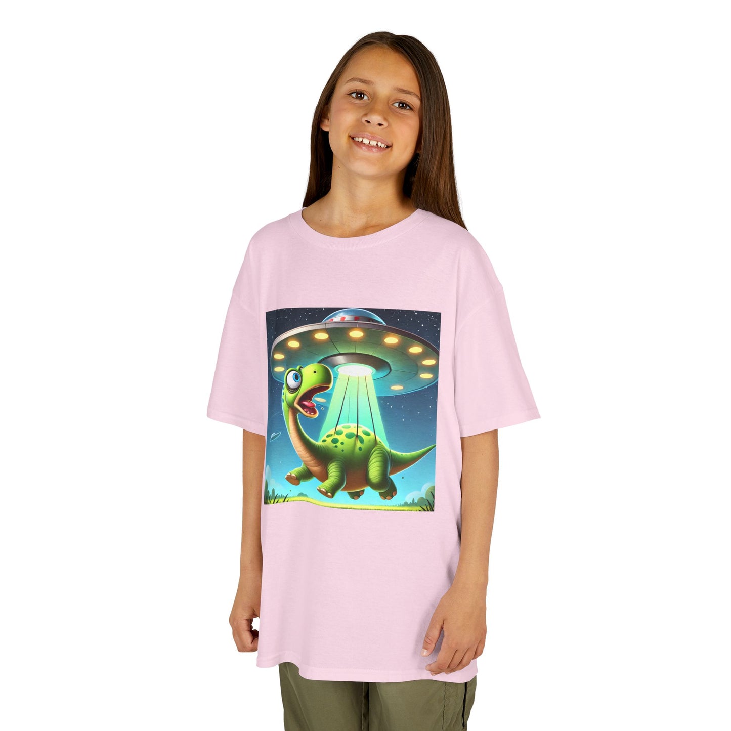Dinosaur UFO Kids Tee, Fun Graphic Shirt for Boys and Girls, Perfect for Birthdays, Parties, Casual Wear, Gifts, tshirt, t-shirt