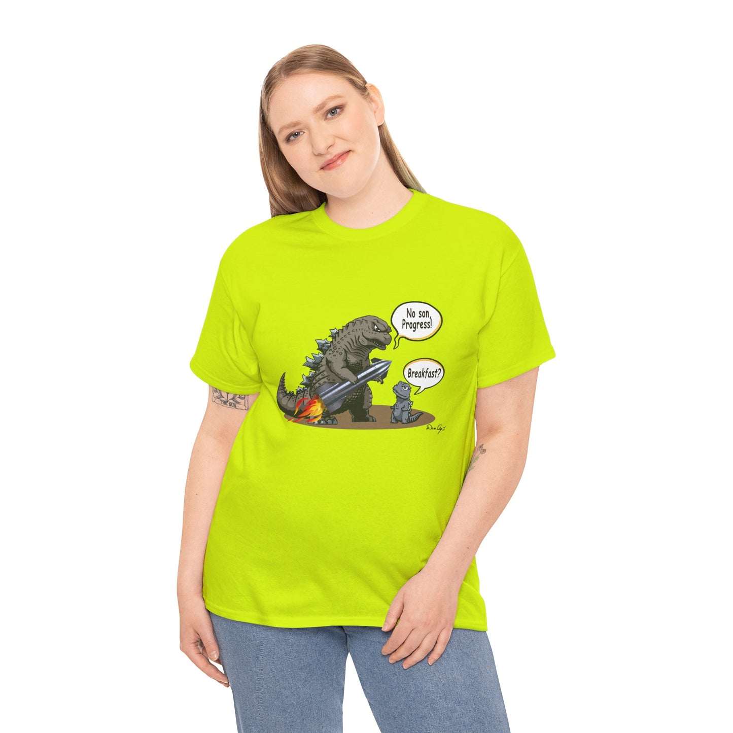 Godzilla, Son and SpaceX, Unisex Heavy Cotton Tee, print design, t-shirt, t-shirts, t-shirts, png, funny, cartoons, tee