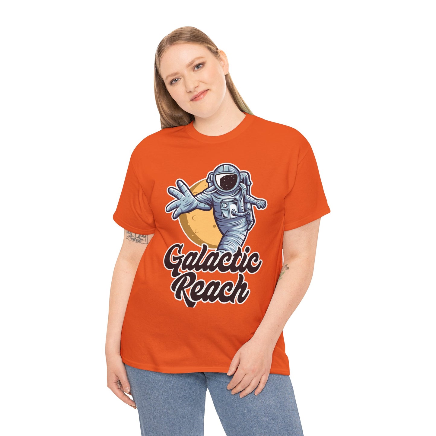 Galactic Reach, Astronaut, Unisex Heavy Cotton Tee, Express Delivery available, graphic design, png