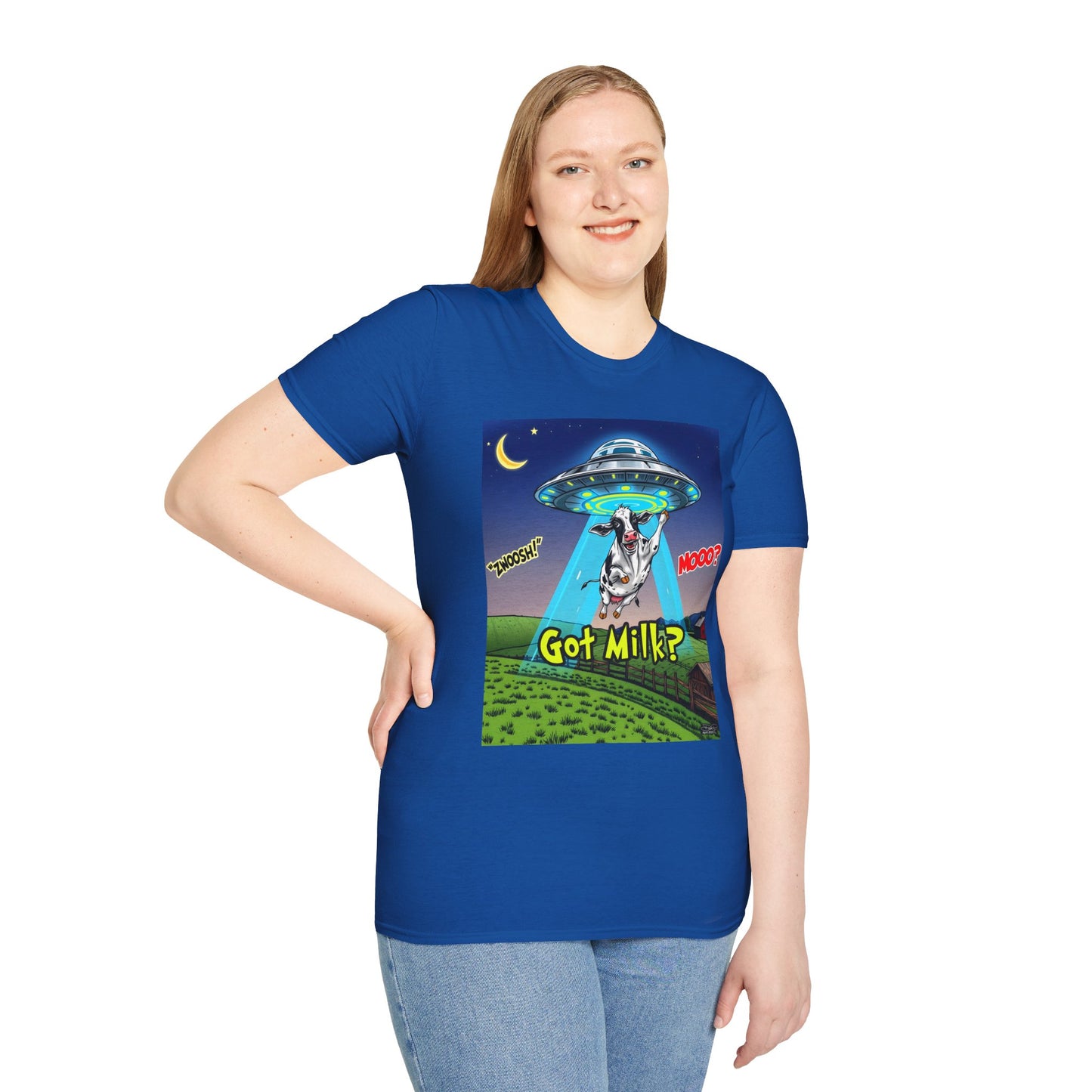 Got Milk? Funny Unisex Softstyle T-Shirt, Humorous Tee, Perfect for Cow Lovers, Milking Day, Farm-themed Gifts, Quirky Apparel, graphic