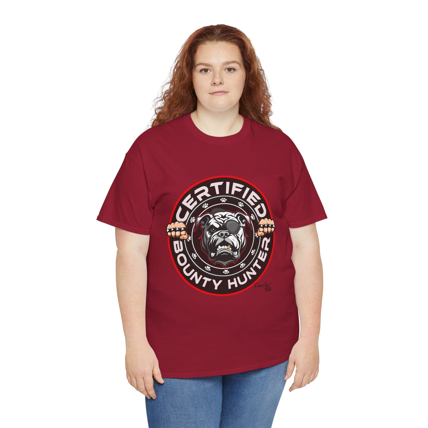 Certified Bounty Hunter, Unisex Heavy Cotton Tee, comedy, bulldog, print design, png, GraphicTees