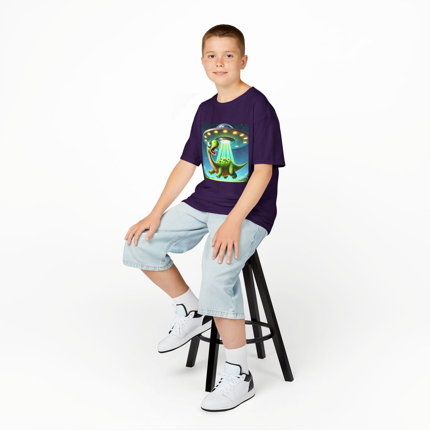 Dinosaur UFO Kids Tee, Fun Graphic Shirt for Boys and Girls, Perfect for Birthdays, Parties, Casual Wear, Gifts, tshirt, t-shirt
