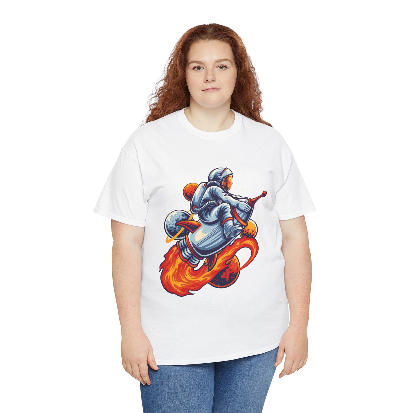 Retro Space Explorer Unisex Heavy Cotton Tee, graphic designed, tees, t-shirt, t-shirts, png